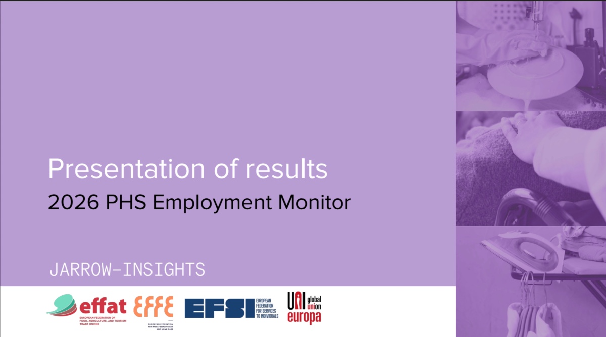 PHS Employment Monitor 2026, presentato il Report cofinanziato dall’Unione Europea promosso dalle Parti Sociali europee EFFAT, EFFE, EFSI e UNI Europa